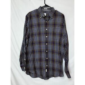 Peter Millar Men's Size Large Blue/White Plaid Long Sleeve Button Down Shirt